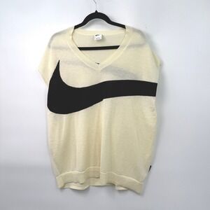 Nike Swoosh Golf Sweater Vest Mens XL Logo Cream Black FD2873